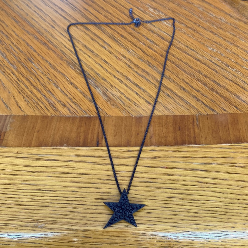 long Funky black star necklace